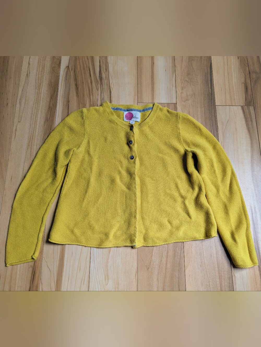 Mini Boden yellow cardigan sweater sz 8-9 year